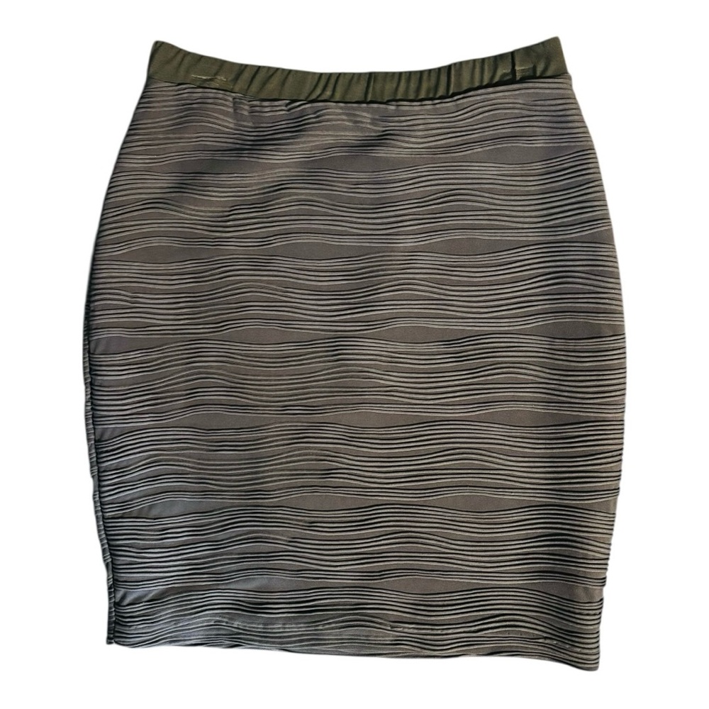 Women’s M Gray Textured Wave Pencil Skirt Stretch 2 Layer